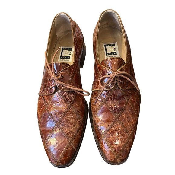 David Eden Brown Alligator Crocodile Handmade Leather Mens Size 10 Shoes main image 4